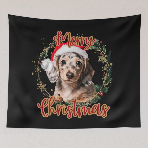 Item preview, Dappled Dachshund Christmas: Santa Hat Delight designed and sold by DarlingsTees.