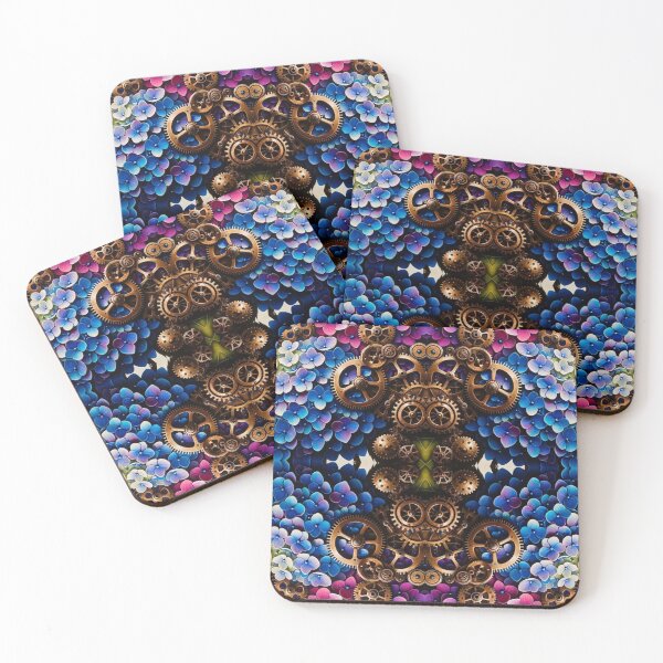 Item preview, Steampunk Gears and Hydrangeas Pattern designed and sold by NovosArt.