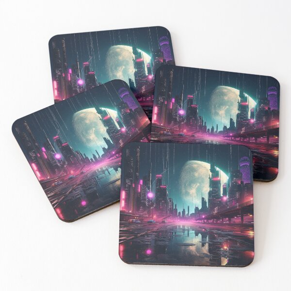 Item preview, Cyberpunk neon future futuristic city outer space  designed and sold by zand-n-zive.