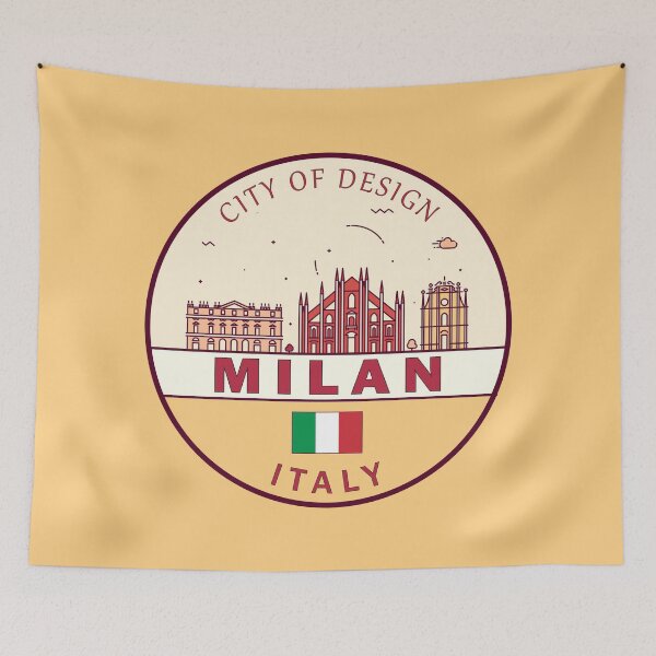 Item preview, Milan Italy City Skyline Emblem designed and sold by KrisSidDesigns.