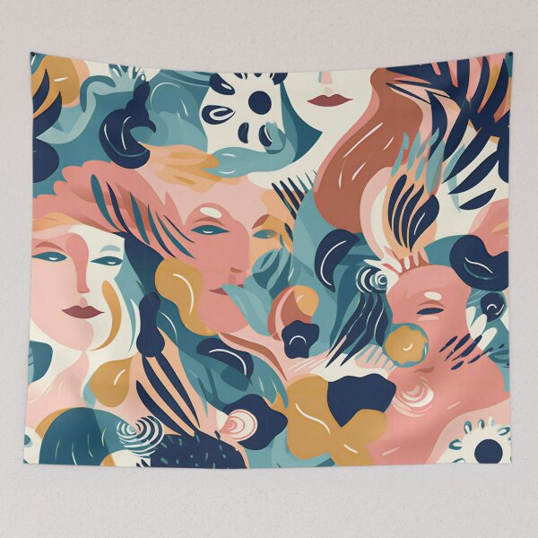 Item preview, Abstract Flowers and Faces designed and sold by Hashola Designs.