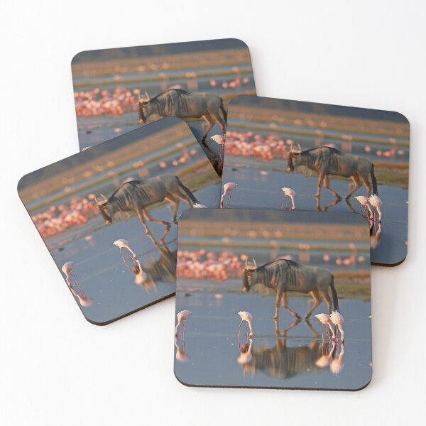 Item preview, Wildebeest and Flamingos on a lake ! designed and sold by Anthony Goldman.