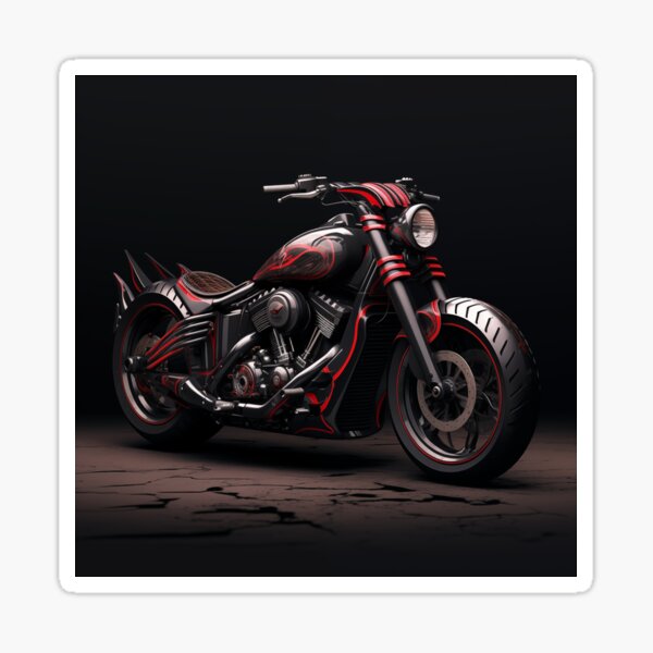 Motorbike Black Red White Sticker