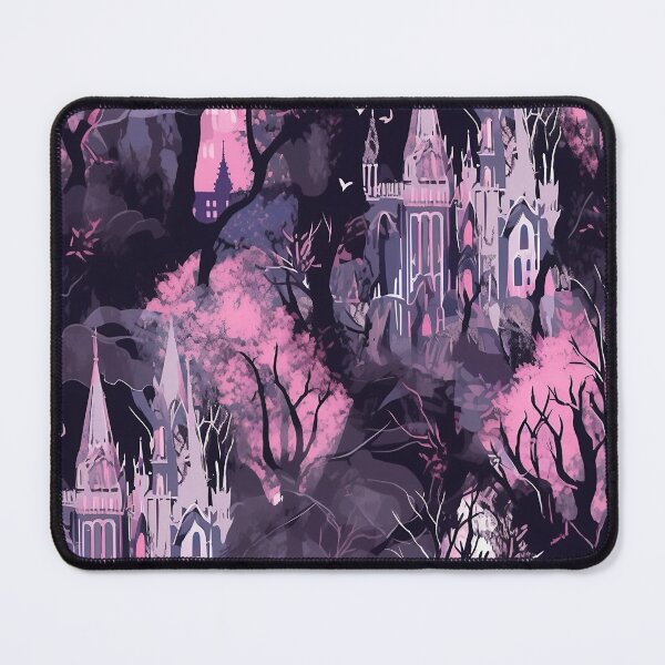 Item preview, Pink Gray Black Gothic Castle Forest Pattern designed and sold by bennievee.
