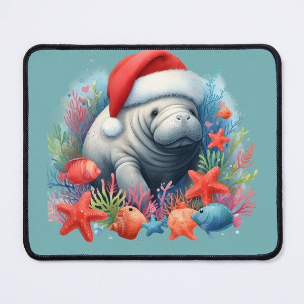 Item preview, Happy Manatee Christmas - Celebrate with a Chubby Mermaid designed and sold by SandbarTees.