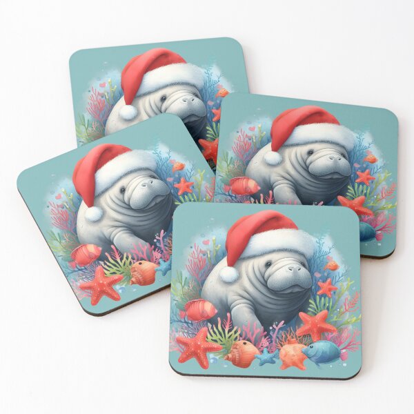 Item preview, Happy Manatee Christmas - Celebrate with a Chubby Mermaid designed and sold by SandbarTees.