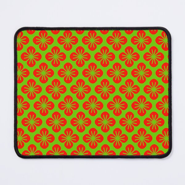 Item preview, Bright Green Red Floral Flower Leaves Foliage Nature Javanese Retro Groovy Pattern designed and sold by PenguinForests.