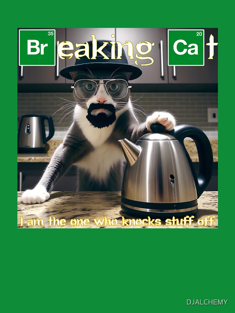 Thumbnail 7 of 7, Classic T-Shirt, Breaking Cat: I am the one who knocks stuff off designed and sold by DJALCHEMY.