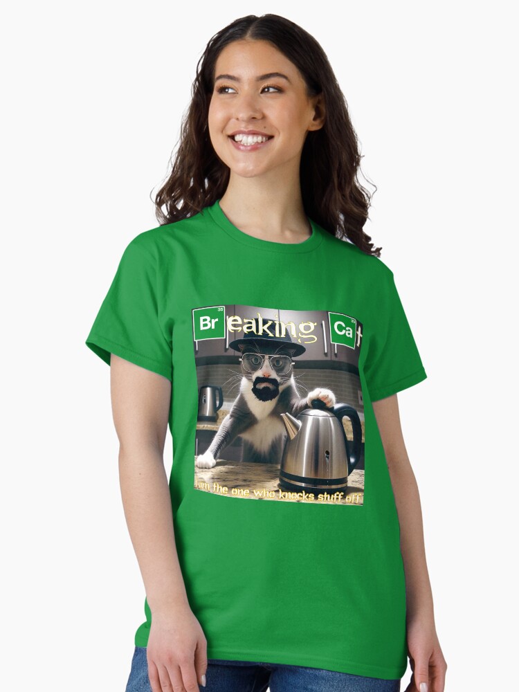 Thumbnail 1 of 7, Classic T-Shirt, Breaking Cat: I am the one who knocks stuff off designed and sold by DJALCHEMY.