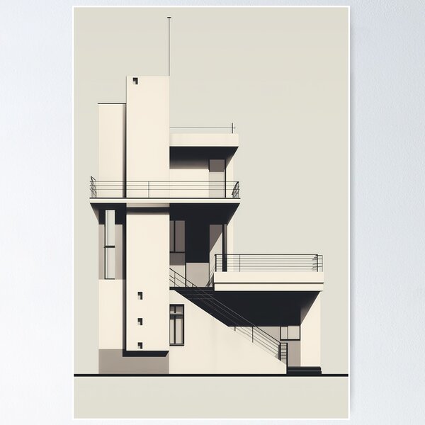 Item preview, Beautiful Bauhaus Architecture Poster, Poster of Bauhaus Architectural Building, Bauhaus Poster, Bauhaus Posters, Exhibition Poster designed and sold by ArtifyAmsterdam.