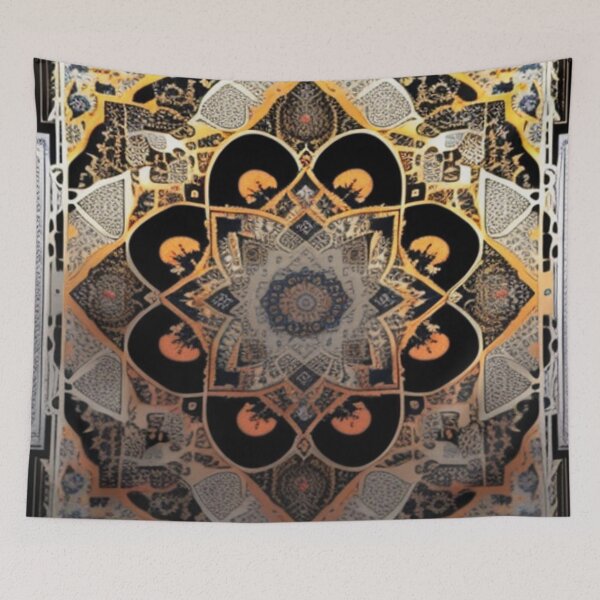 Item preview, Antique silver and peach colored Persian tapestry  designed and sold by Roxburylane.