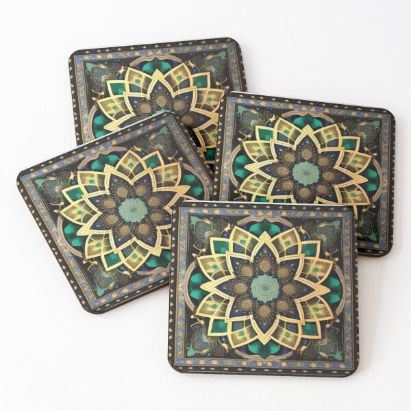Item preview, Antique gold and green Persian design  designed and sold by Roxburylane.