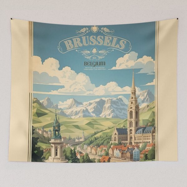 Item preview, Brussels Vintage Retro Poster: Explore Belgium's Heritage designed and sold by Ceemko's Vintage Corner.