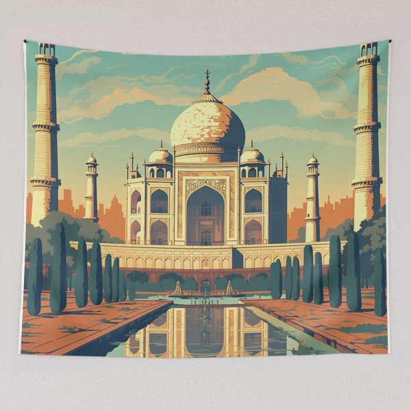 Item preview, A Vintage Travel Illustration of the Taj Mahal in Agra - India  designed and sold by GoodOldVintage.