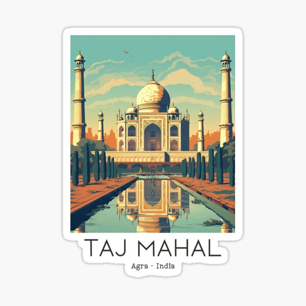 Item preview, A Vintage Travel Illustration of the Taj Mahal in Agra - India  designed and sold by GoodOldVintage.