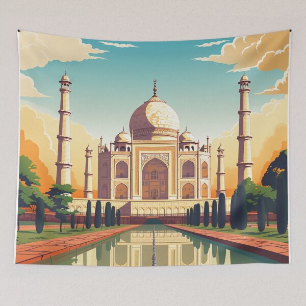 Item preview, A Vintage Travel Illustration of the Taj Mahal in Agra - India  designed and sold by GoodOldVintage.