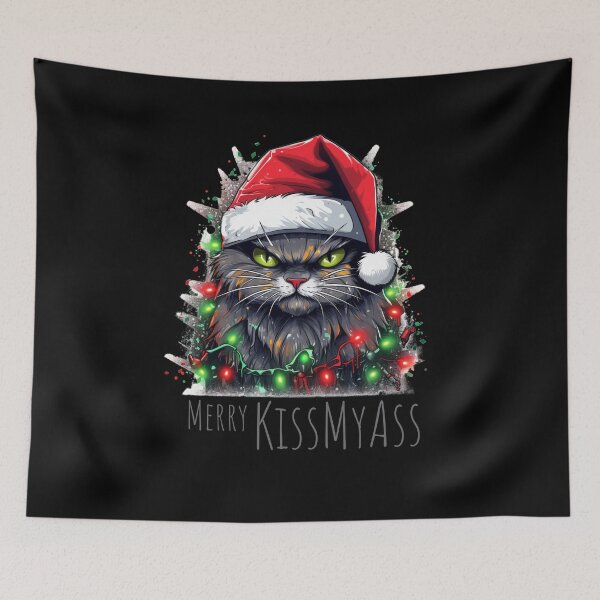 Item preview, Merry Kissmyass Funny Cat Christmas designed and sold by ArtFromBeyond.