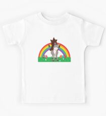 Cuteness Overload - Chocolate Unicorn Riding an Easter Donkey Kids Tee