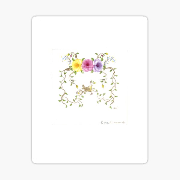 Three Roses and a Bird Sticker