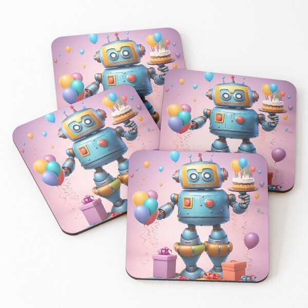 Item preview, Pink Retro Birthday Robot designed and sold by GooGooPop.