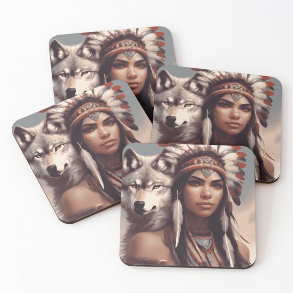Item preview, INDIAN GIRL AND WOLF designed and sold by REVYXDESIGNS.