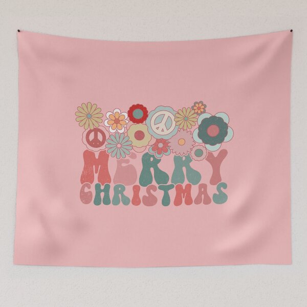 Item preview, Groovy Retro Merry Christmas Flowers designed and sold by ArtMeetsPizza.