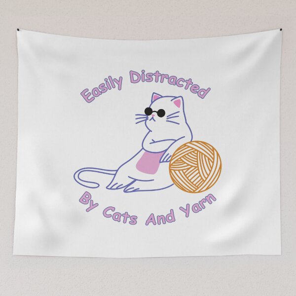 Item preview, Easily Distracted By Cats and Yarn  designed and sold by Wiss2Arts.