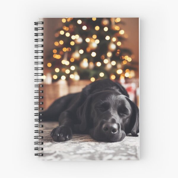 Item preview, Sleeping Black Labrador Retriever under a Christmas Tree designed and sold by blackdogbuckeye.