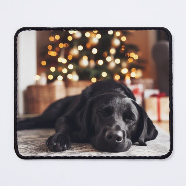 Item preview, Sleeping Black Labrador Retriever under a Christmas Tree designed and sold by blackdogbuckeye.