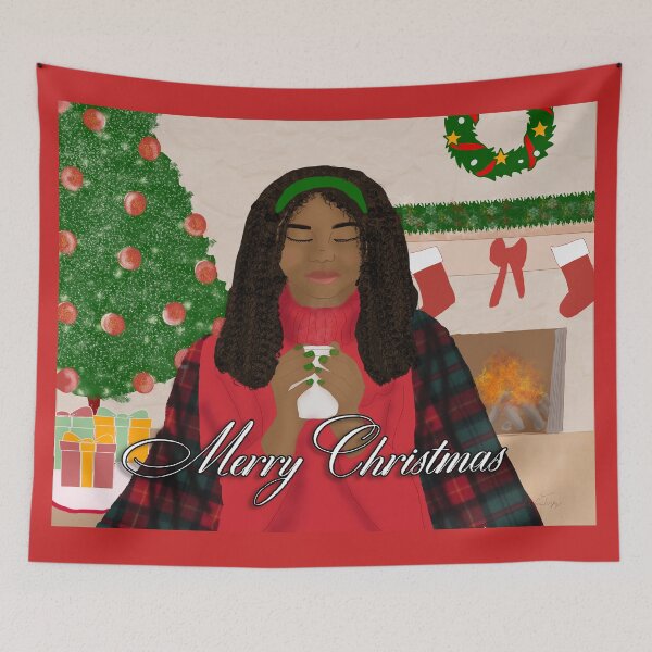 Item preview, Cozy Merry Christmas - African American Woman designed and sold by Cecetyshay.