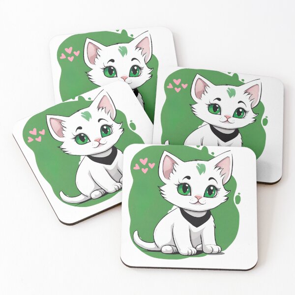 Item preview, Blushing Whiskers:White Girl Cat with Pink Hearts Graphic designed and sold by BeautBoldBasic.