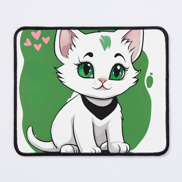 Item preview, Blushing Whiskers:White Girl Cat with Pink Hearts Graphic designed and sold by BeautBoldBasic.