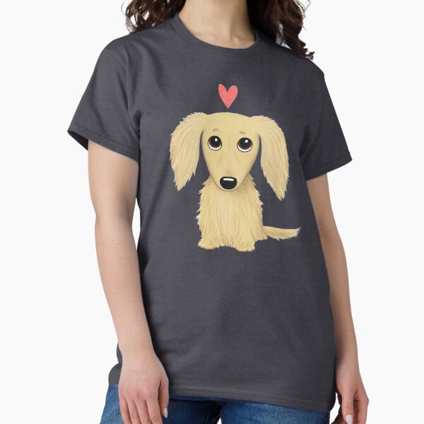 Item preview, Longhaired Cream Dachshund Cartoon Dog with Heart designed and sold by Jenn Inashvili.