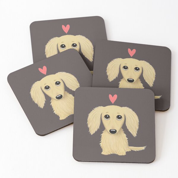 Item preview, Longhaired Cream Dachshund Cartoon Dog with Heart designed and sold by Jenn Inashvili.