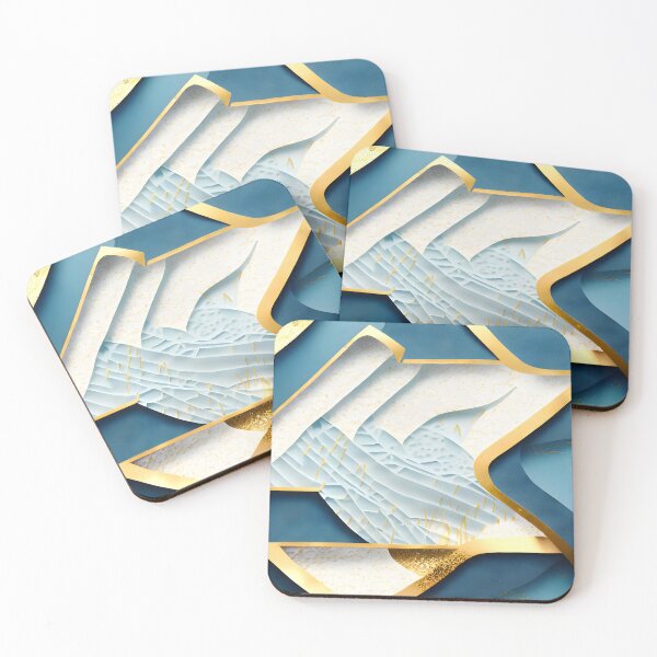 Item preview, Abstract, Geometric, Ice Blue, Blue, White, Gold, Frost, Winter designed and sold by Golden-Feathers.