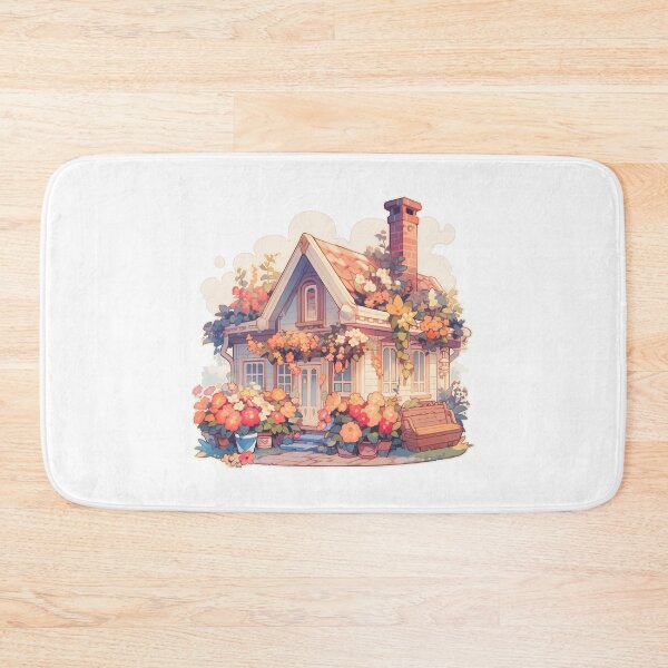 Item preview, Cozy Warm Cottage with Flowers in Cottagecore and Rustic Style designed and sold by CozyKawaiiArt.