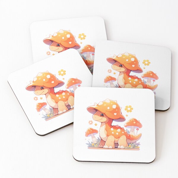 Item preview, Cute Kawaii Orange Mushroom Hat Dinosaur designed and sold by CozyKawaiiArt.