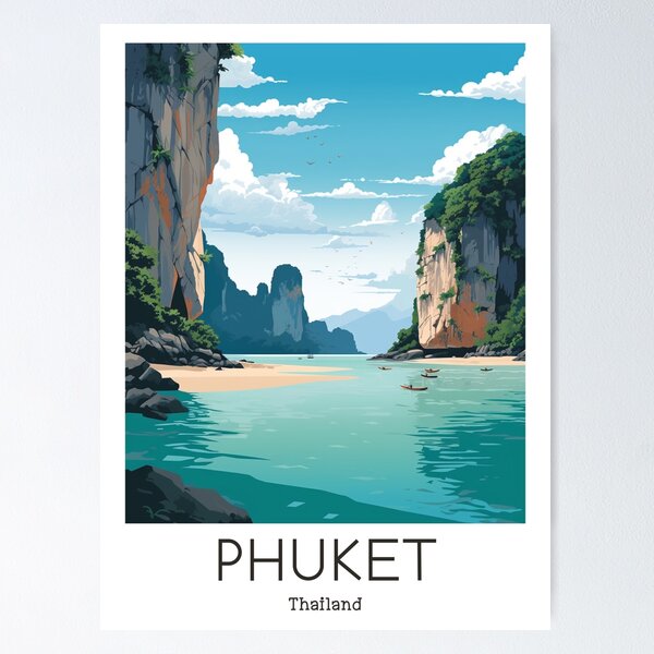 Item preview, A Vintage Travel Illustration of Phuket - Thailand  designed and sold by GoodOldVintage.