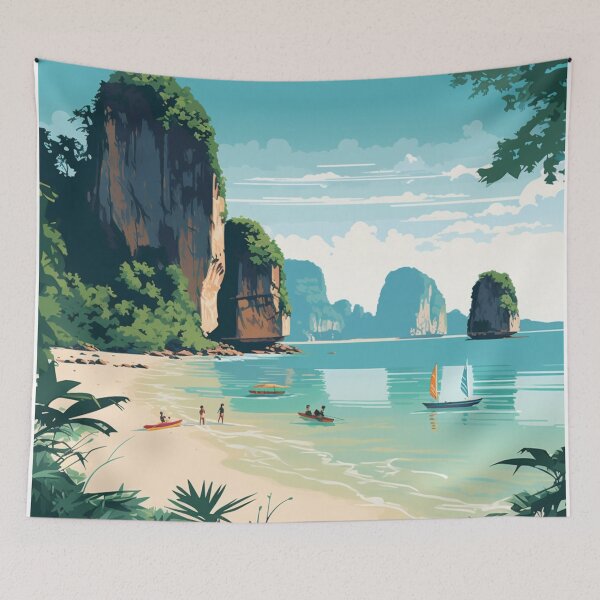 Item preview, A Vintage Travel Illustration of Phuket - Thailand  designed and sold by GoodOldVintage.