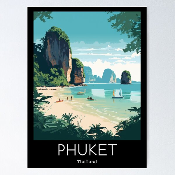Item preview, A Vintage Travel Illustration of Phuket - Thailand  designed and sold by GoodOldVintage.