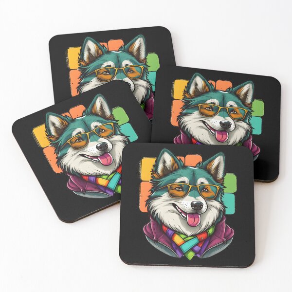 Item preview, Colorful Kawaii Husky Hipster designed and sold by Leonardo Palumbo.