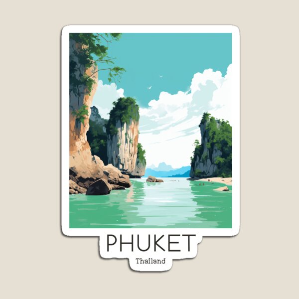 Artikel-Vorschau von Eine Vintage-Reiseillustration von Phuket - Thailand, designt und verkauft von GoodOldVintage.