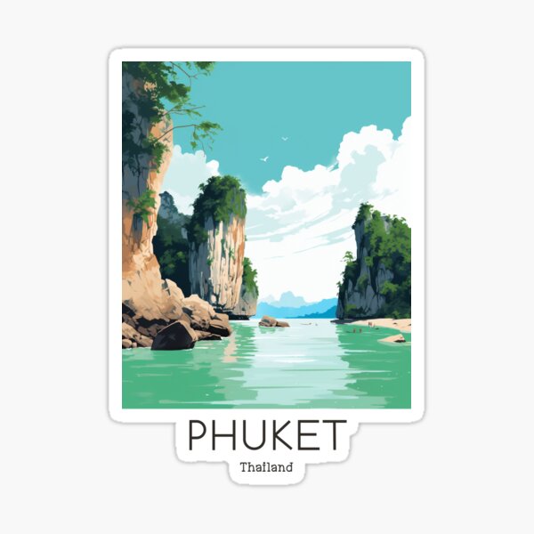 Item preview, A Vintage Travel Illustration of Phuket - Thailand  designed and sold by GoodOldVintage.