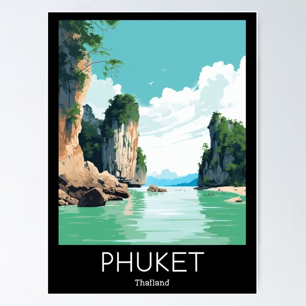 Item preview, A Vintage Travel Illustration of Phuket - Thailand  designed and sold by GoodOldVintage.