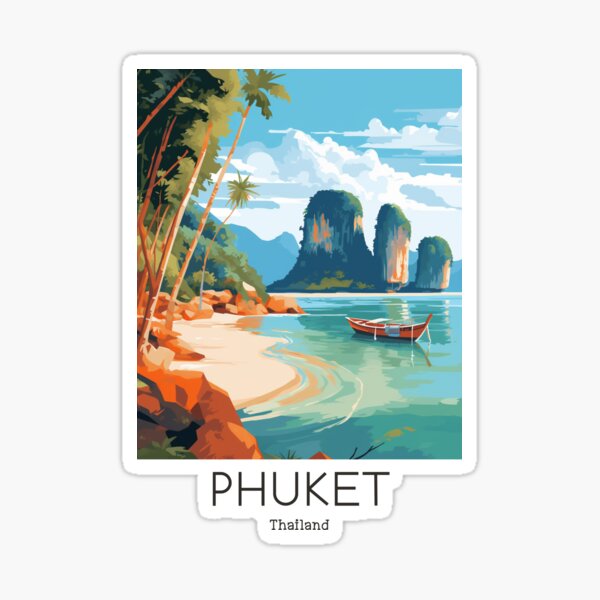 Item preview, A Vintage Travel Illustration of Phuket - Thailand  designed and sold by GoodOldVintage.