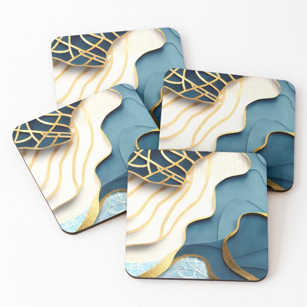 Item preview, Abstract, Geometric, Ice Blue, Blue, White, Gold, Frost, Winter designed and sold by Golden-Feathers.