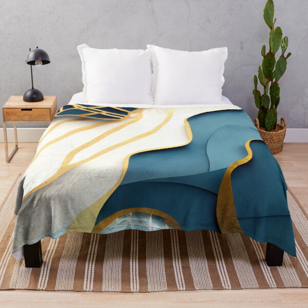 Item preview, Abstract, Geometric, Ice Blue, Blue, White, Gold, Frost, Winter designed and sold by Golden-Feathers.
