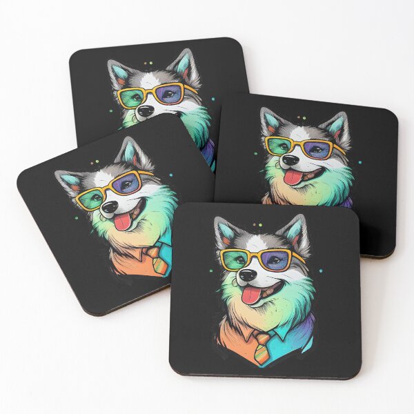 Item preview, Colorful Kawaii Husky Hipster designed and sold by Leonardo Palumbo.
