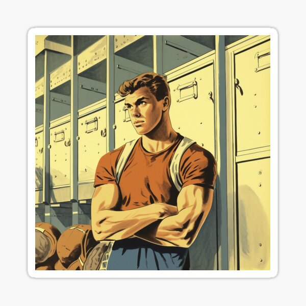 Item preview, Vintage comic book illustration of handsome athlete designed and sold by CadenInspire.