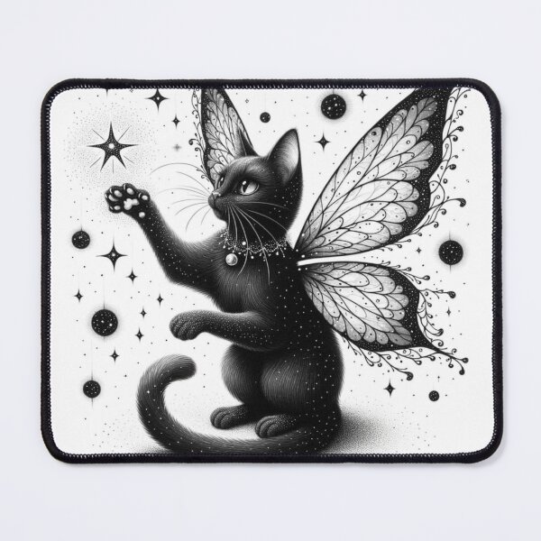 Item preview, Stellar Whiskers: Winged Black Cat with Starry Tail Graphic designed and sold by BeautBoldBasic.